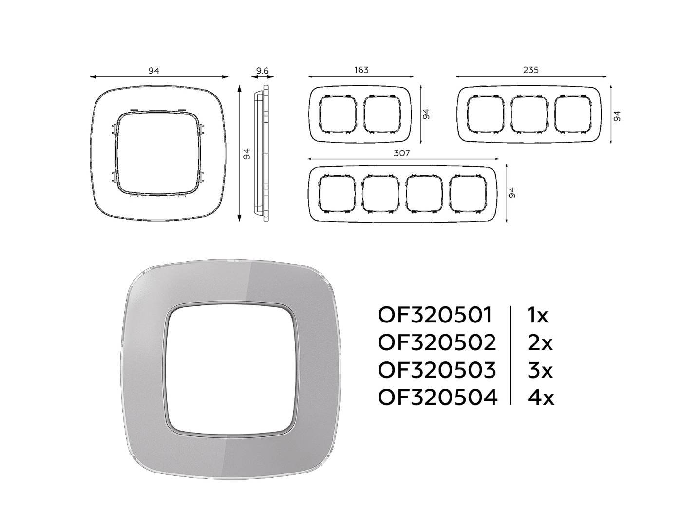 Рамка Ambrella Volt Radian Стекло органическое OF320502