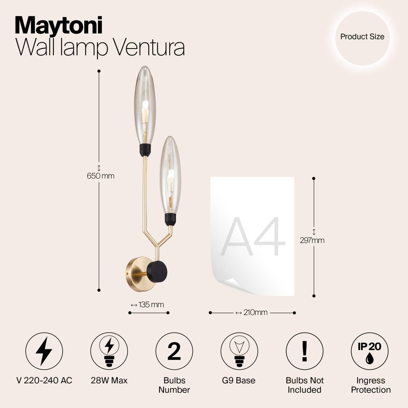 MOD012WL-02G Настенное бра Maytoni Ventura MOD012WL-02G