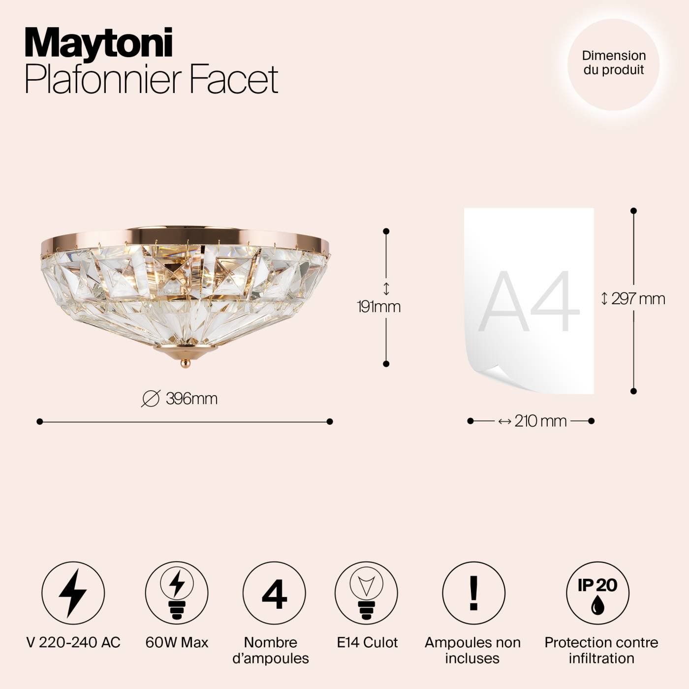 MOD094CL-04G Светильник потолочный Maytoni Facet MOD094CL-04G