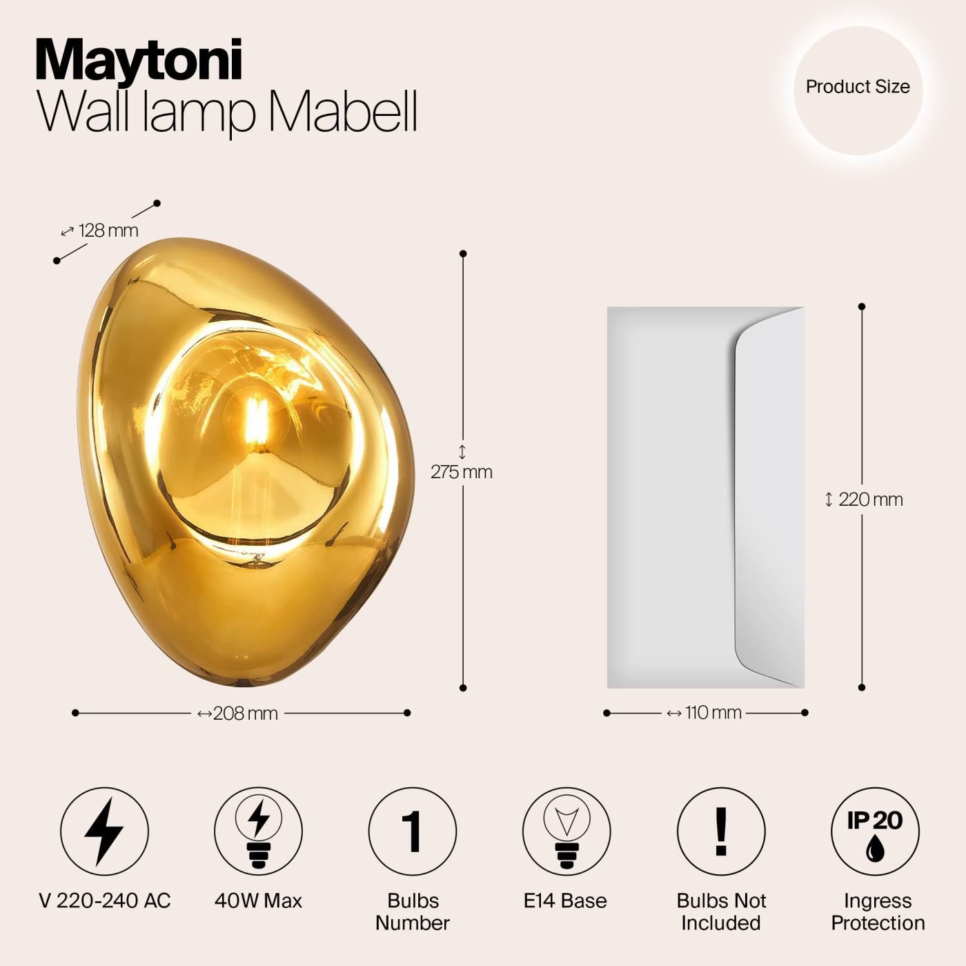 Настенный светильник Maytoni Mabell MOD306WL-01G
