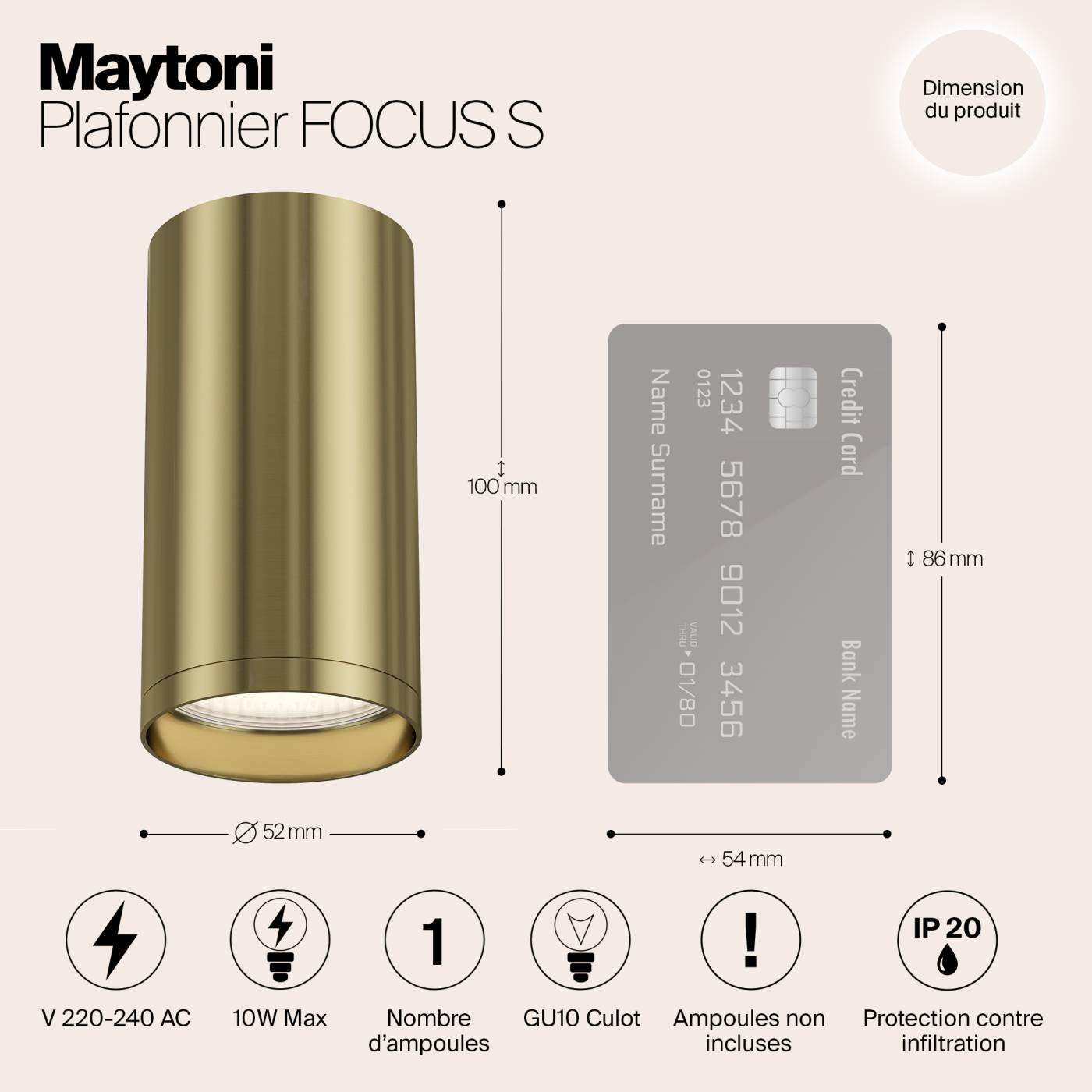 Накладной светильник Maytoni Focus S C052CL-01BS