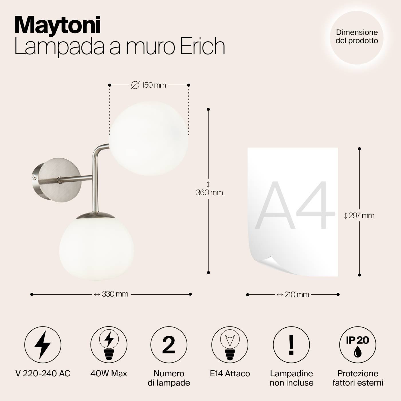 Настенное бра Maytoni Erich MOD221-WL-02-N