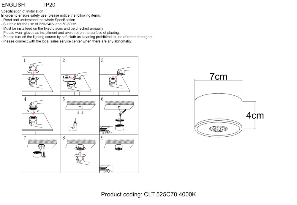 CLT 525C70 BL 4000K Накладной светильник Crystal Lux CLT 525 CLT 525C70 BL 4000K