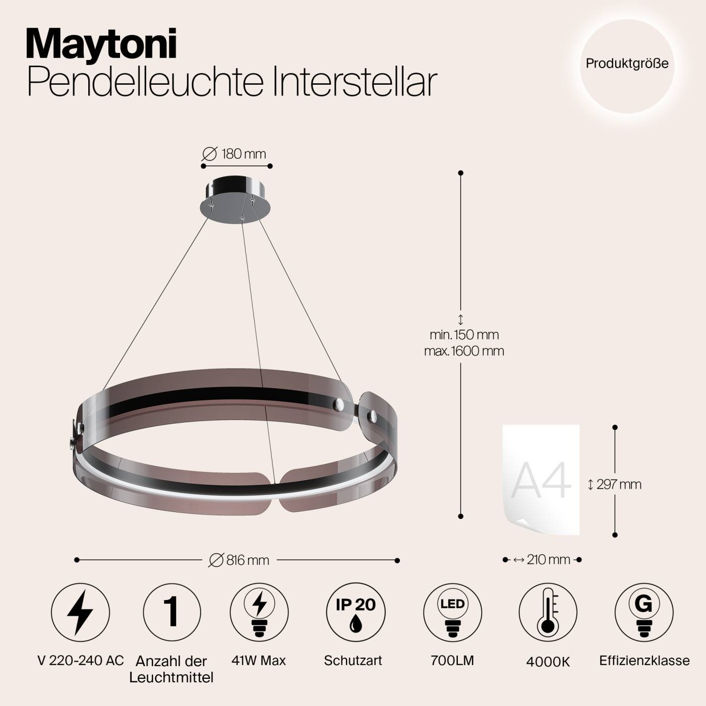 Подвесная люстра Maytoni Interstellar MOD309PL-L40GR4K