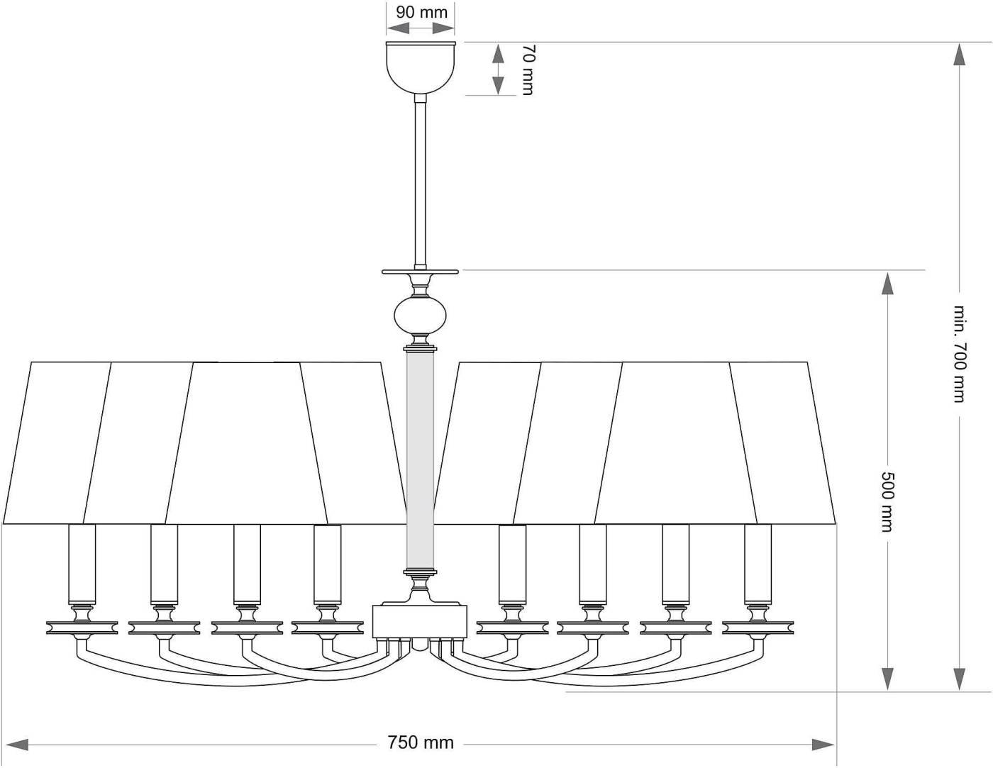 ROS-ZW-8+4(P/A) Люстра на штанге Kutek Rossano ROS-ZW-8+4(P/A)