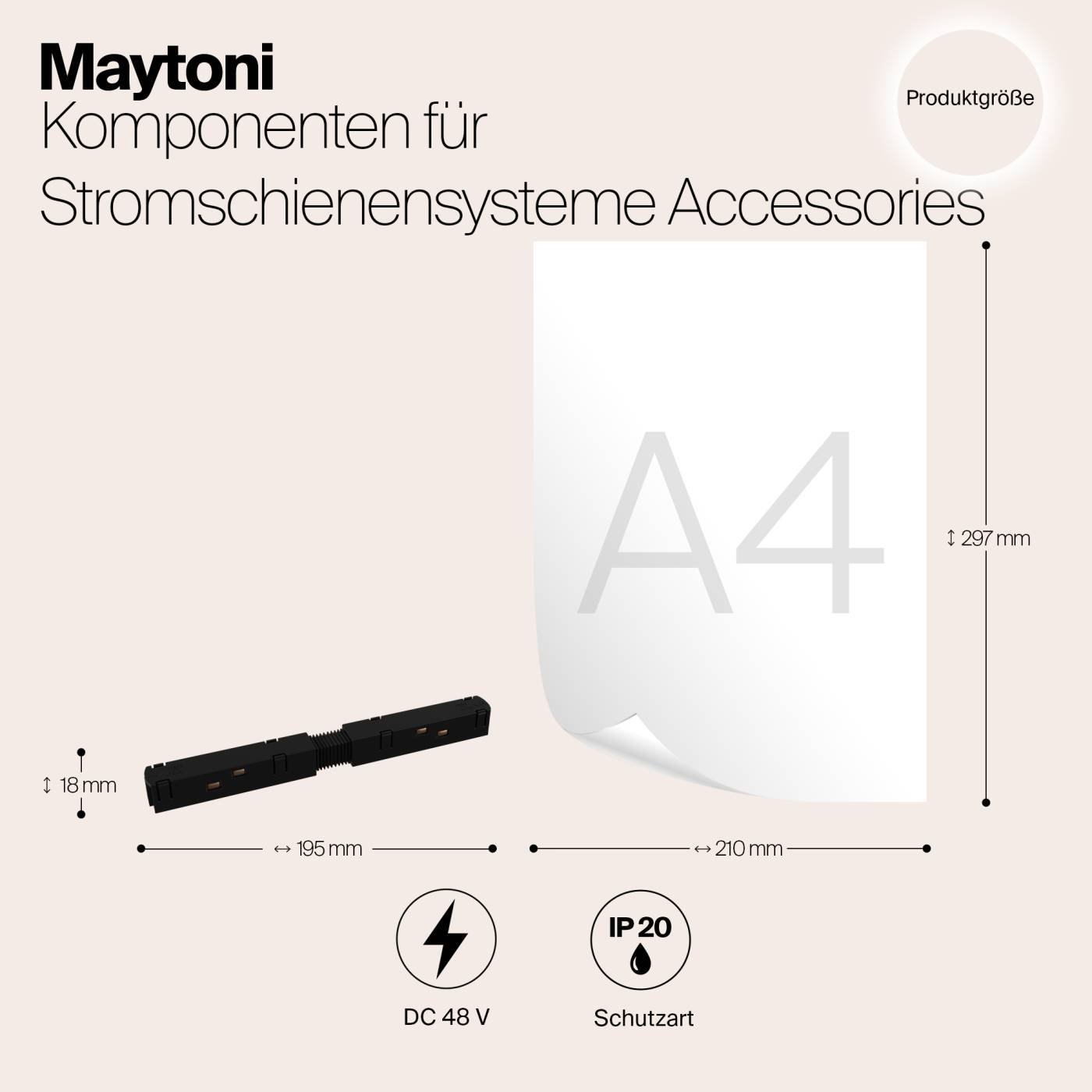 Прямой коннектор питания Maytoni Accessories for tracks TRA004PC-22B