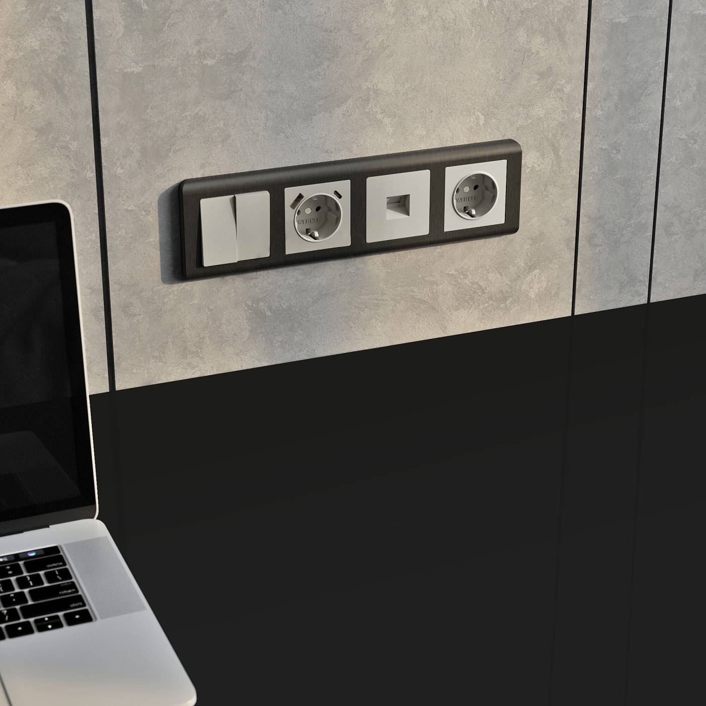 Выключатель Werkel W1223004/ Перекрестный выключатель двухклавишный (дымчатый)