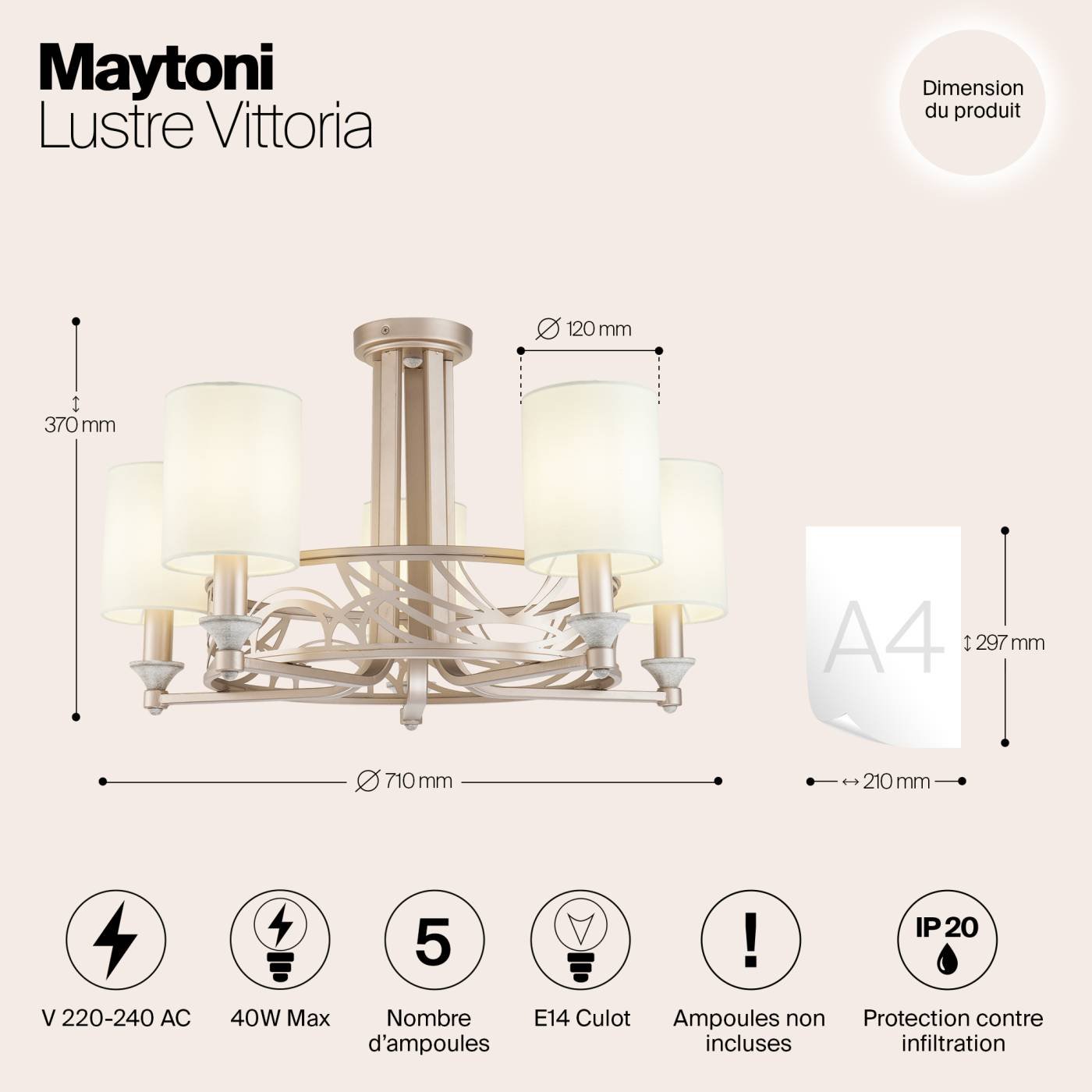 H004CL-05BG Потолочная люстра Maytoni Vittoria H004CL-05BG