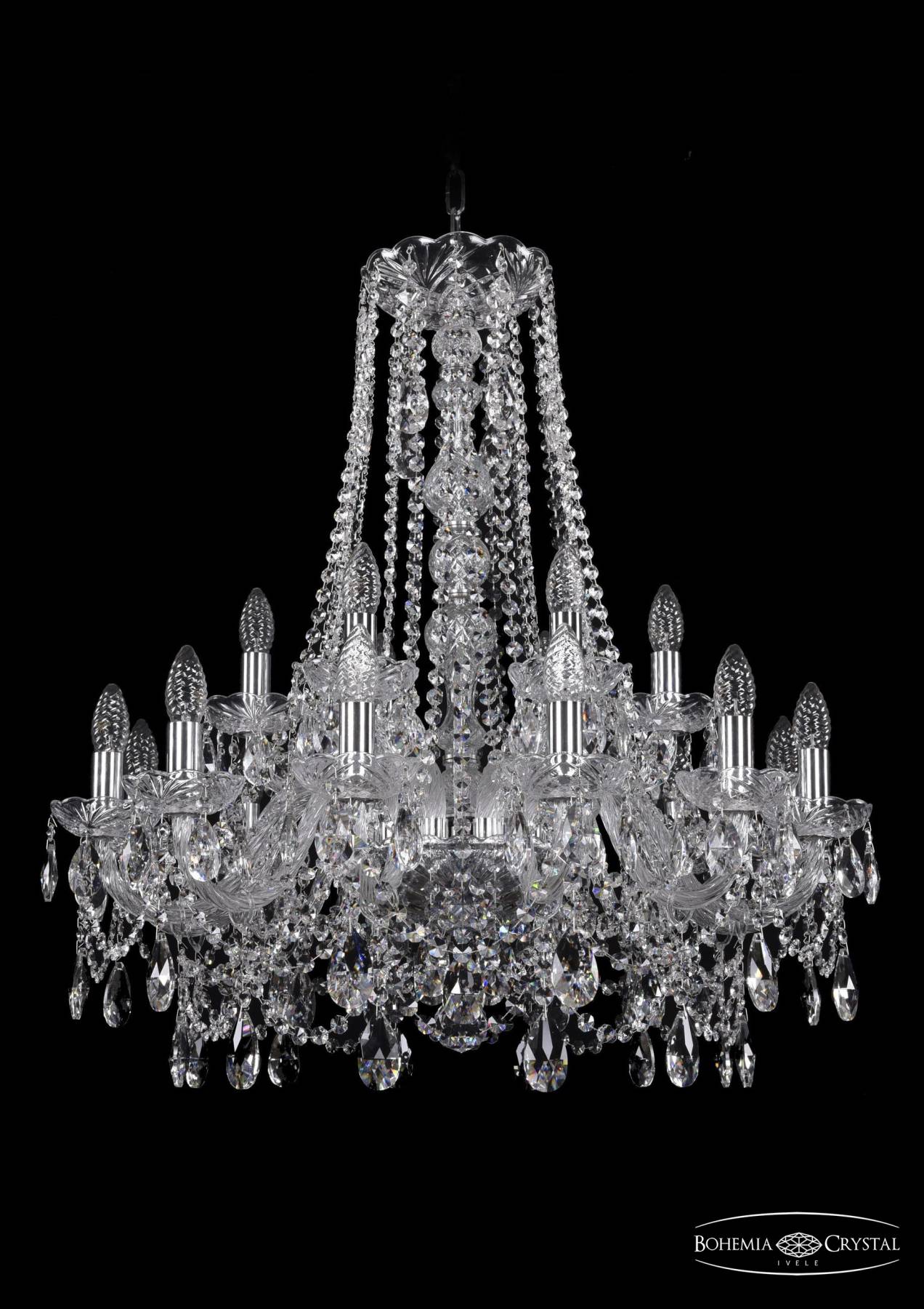 1411/12+6/240/h-80 Ni Подвесная хрустальная люстра 1411 Bohemia 1411/12+6/240/h-80 Ni