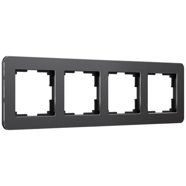 Рамка Werkel Platinum черный алюминий W0042608/ Рамка на 4 поста Platinum (черный алюминий)