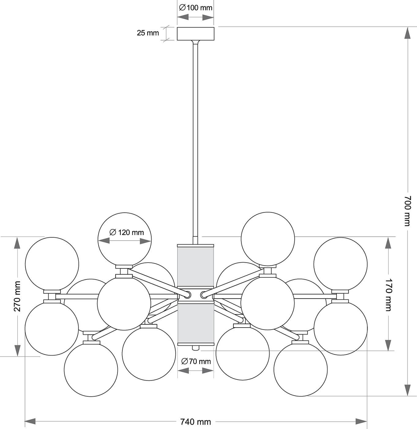 Люстра на штанге Kutek Erba ERB-ZW-8(BN/3)BB