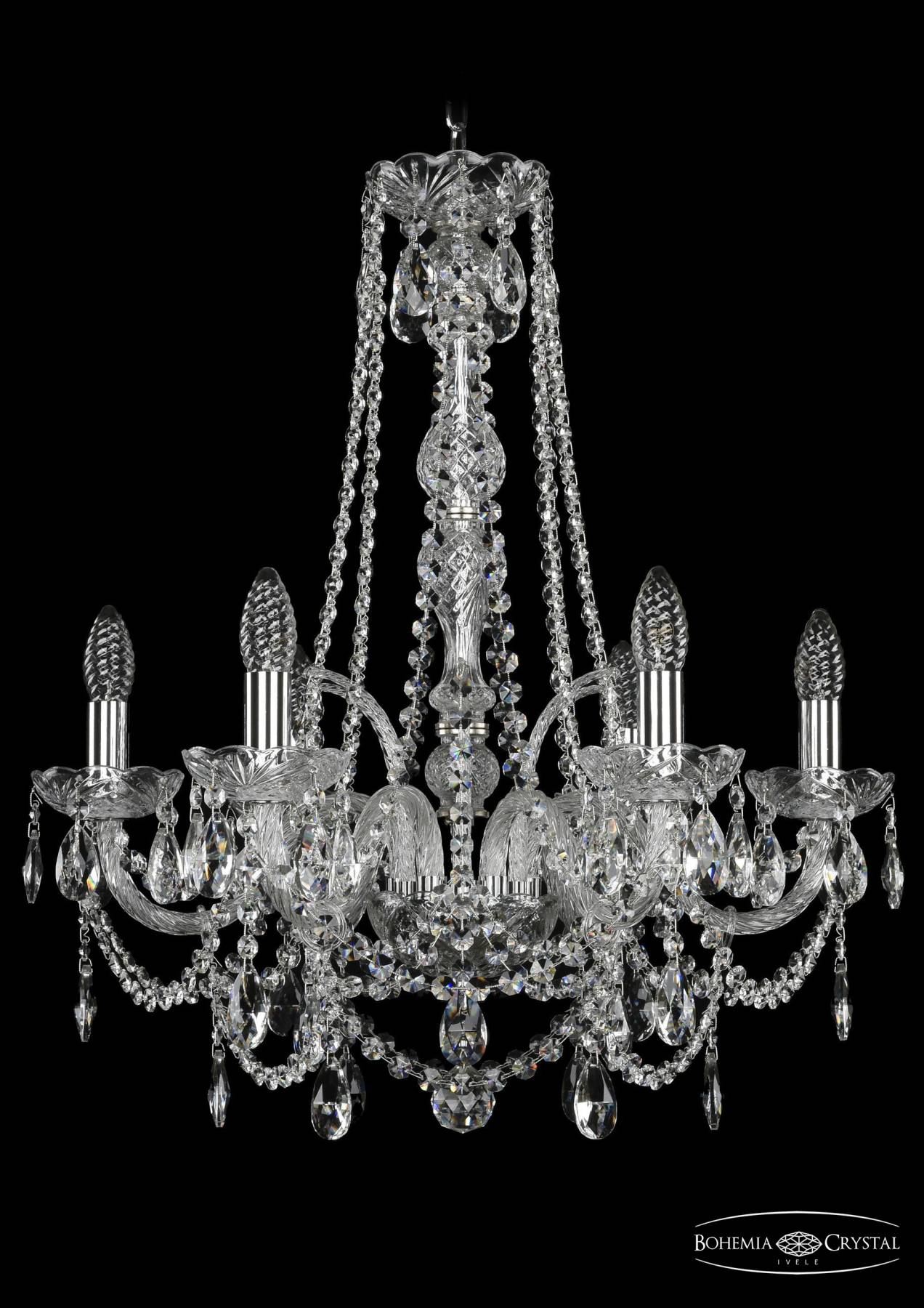 1411/6/195/h-62 Ni Подвесная хрустальная люстра 1411 Bohemia 1411/6/195/h-62 Ni