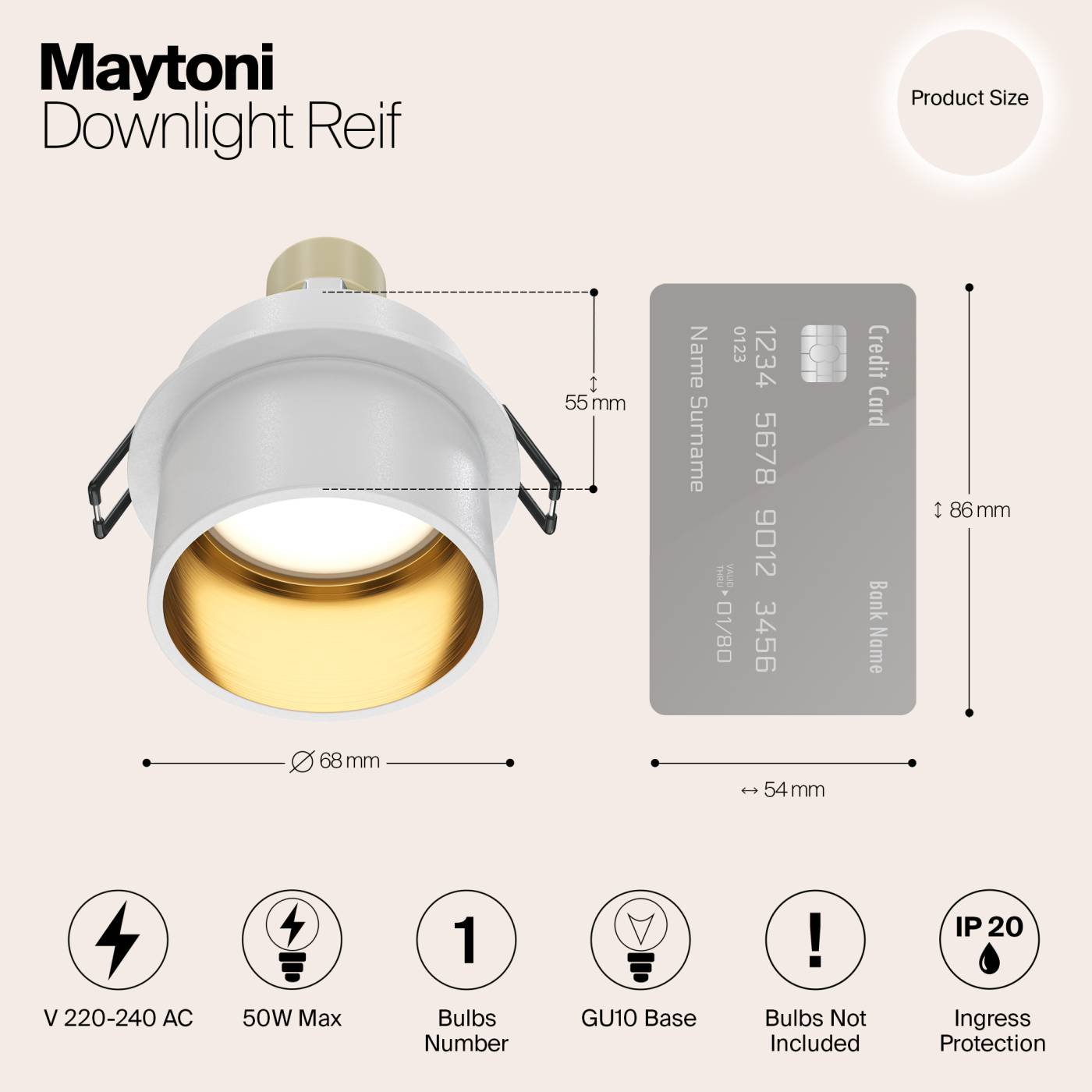 Встраиваемый светильник Maytoni Reif DL050-01WG