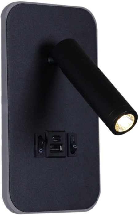 Настенный светильник 86204-9.2-001KT LED12W+USB BK