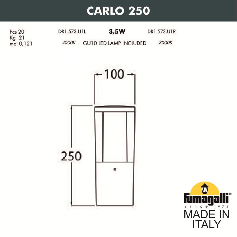 Уличный наземный светильник Fumagalli Carlo DR1.573.000.LXU1L