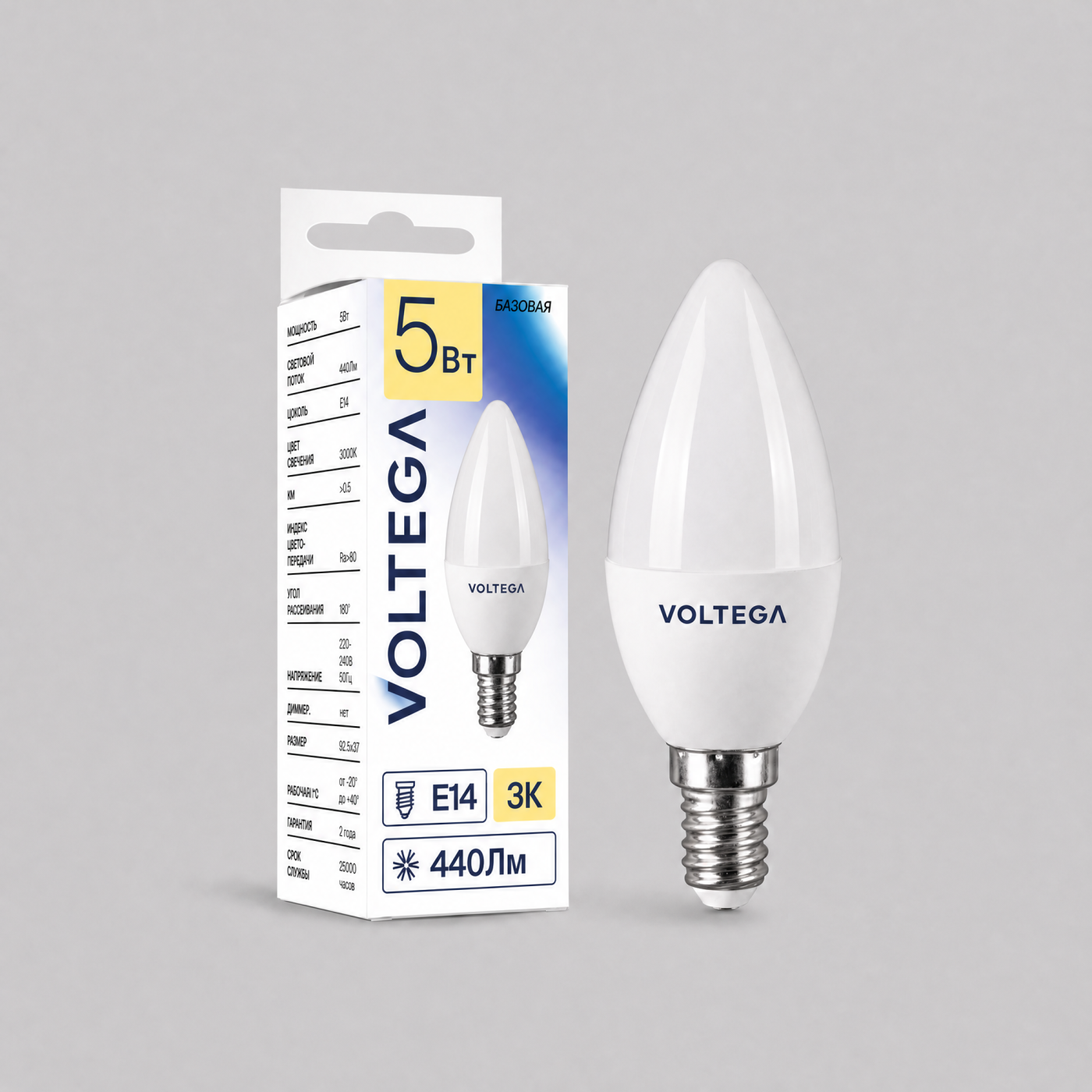 3273 Светодиодная лампочка Candle 5W Voltega 3273