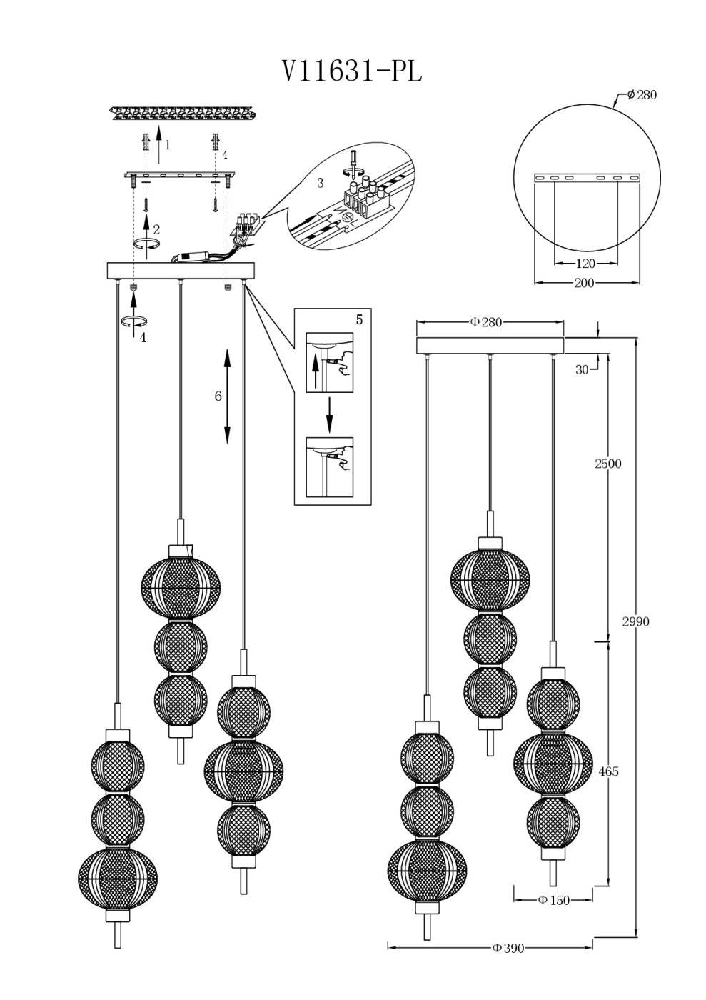 V11631-PL Подвесной светильник Moderli V11631-PL