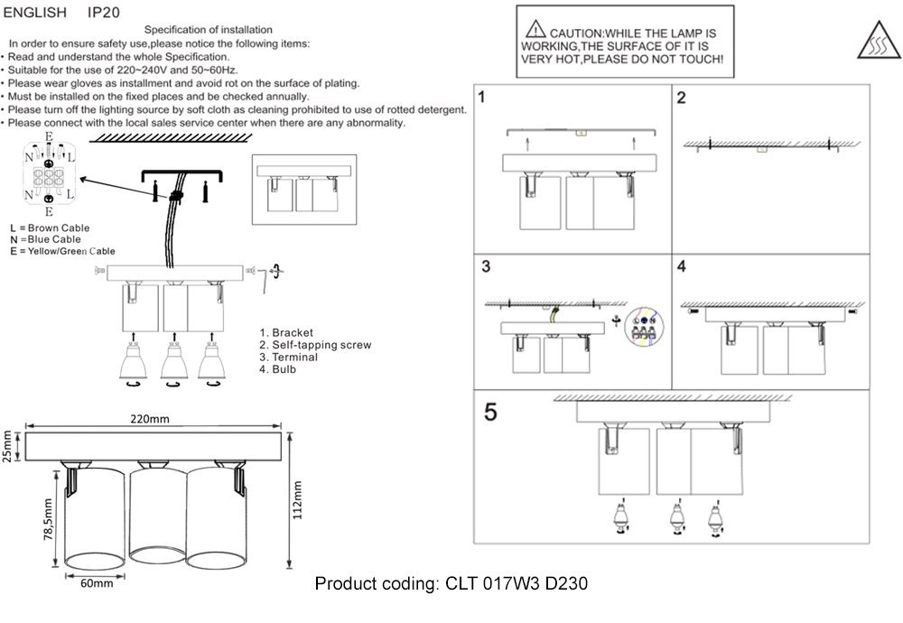 CLT 017W3 D230 WH Светильник спот Crystal Lux Clt 017 CLT 017W3 D230 WH
