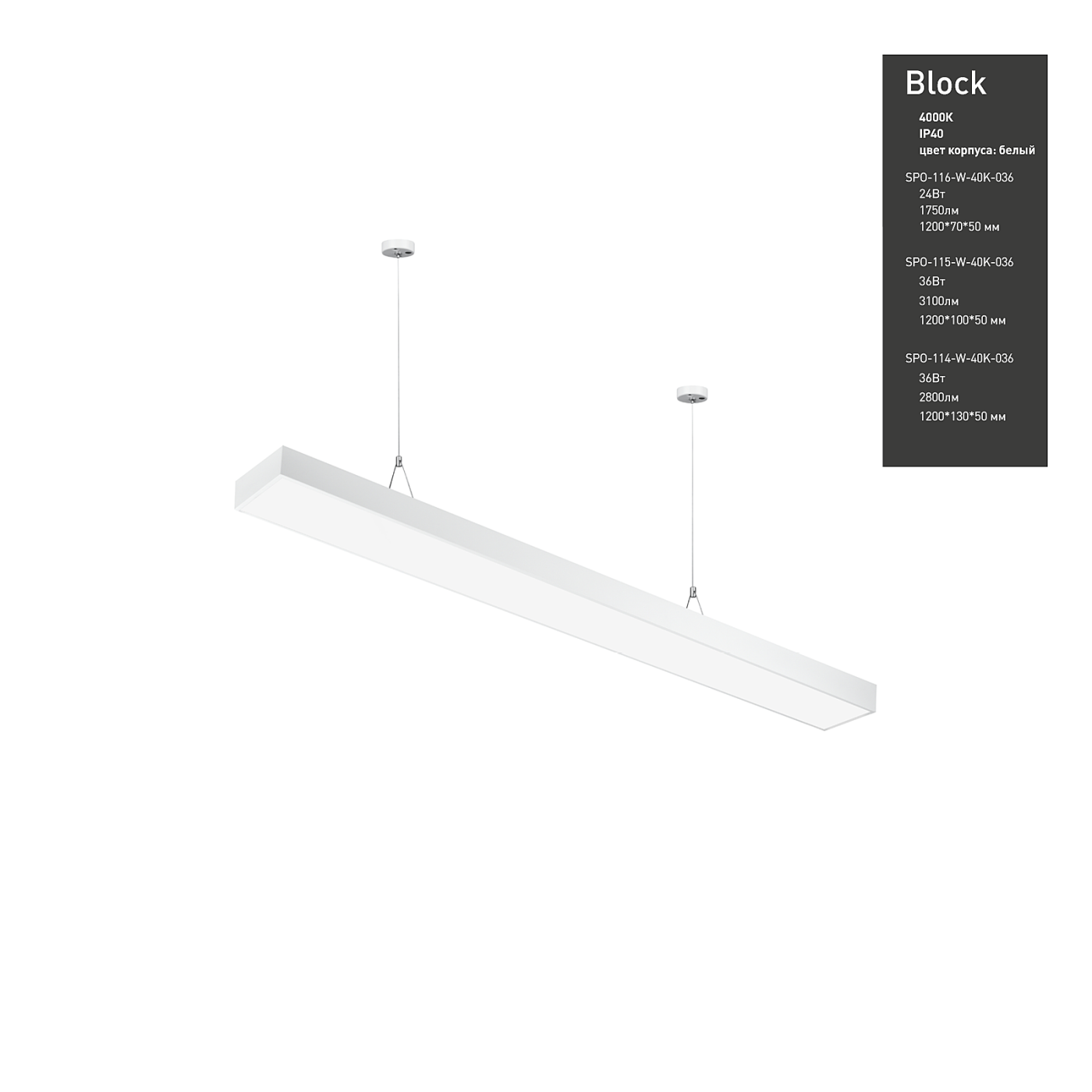 Светильник подвесной ЭРА Block SPO-114-W-40K-036