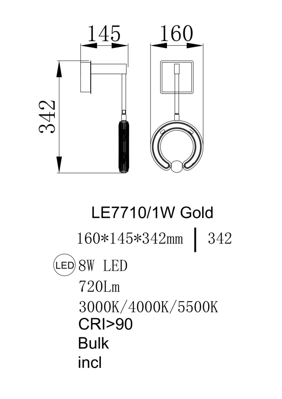 LE7710/1W Gold Настенное бра LEON Ani LE7710/1W Gold