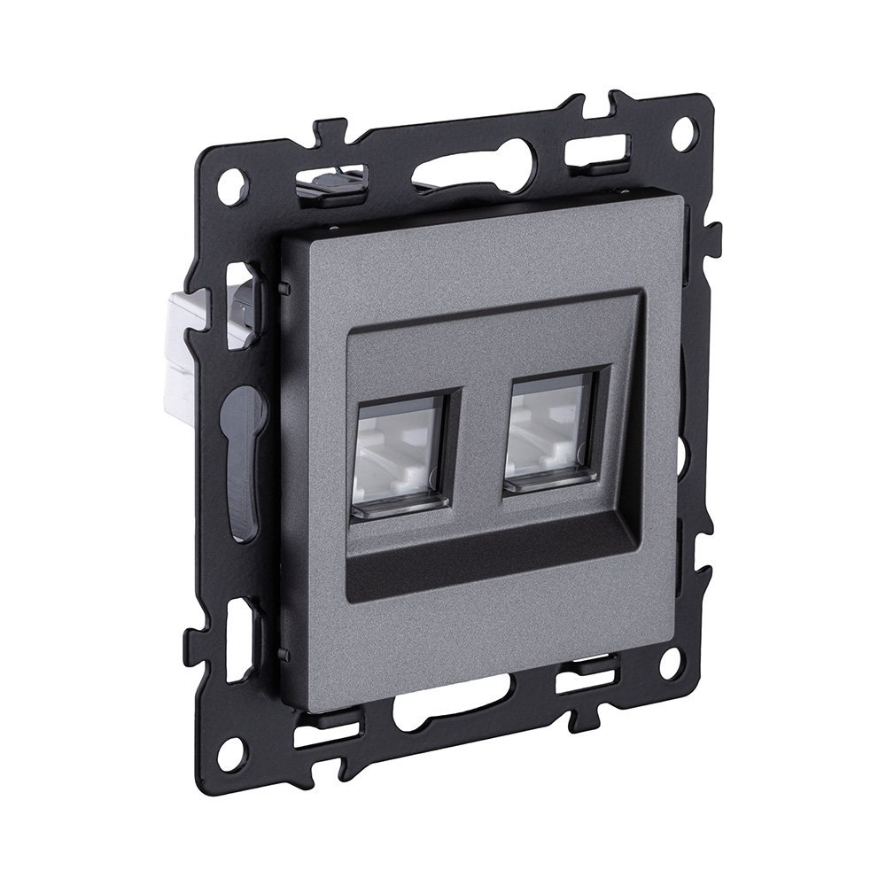 AS-018GY Розетка двойная Ethernet RJ45 Cat.6, серый Kollinger Asthetik AS-018GY