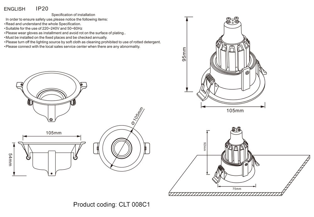 CLT 008C1 WH Crystal Lux Clt 008 CLT 008C1 WH