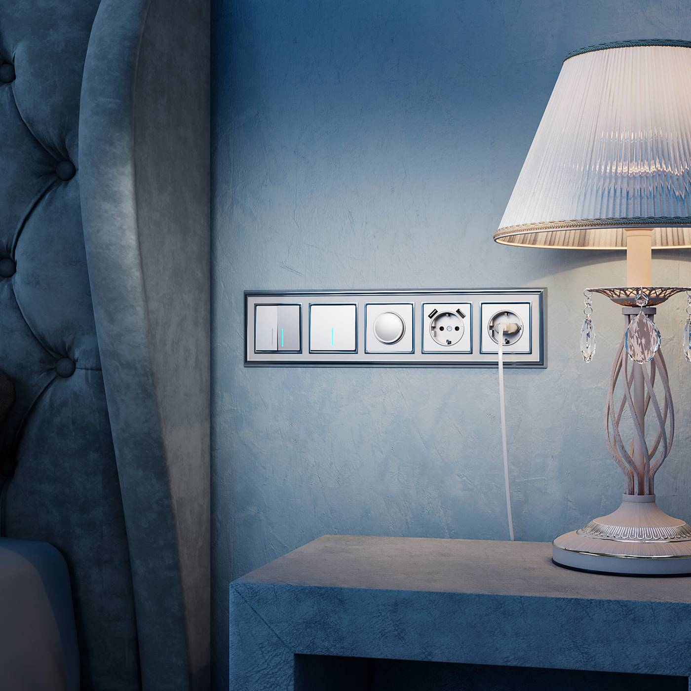 Выключатель Werkel W1110106/ Выключатель одноклавишный с подсветкой (серебряный)