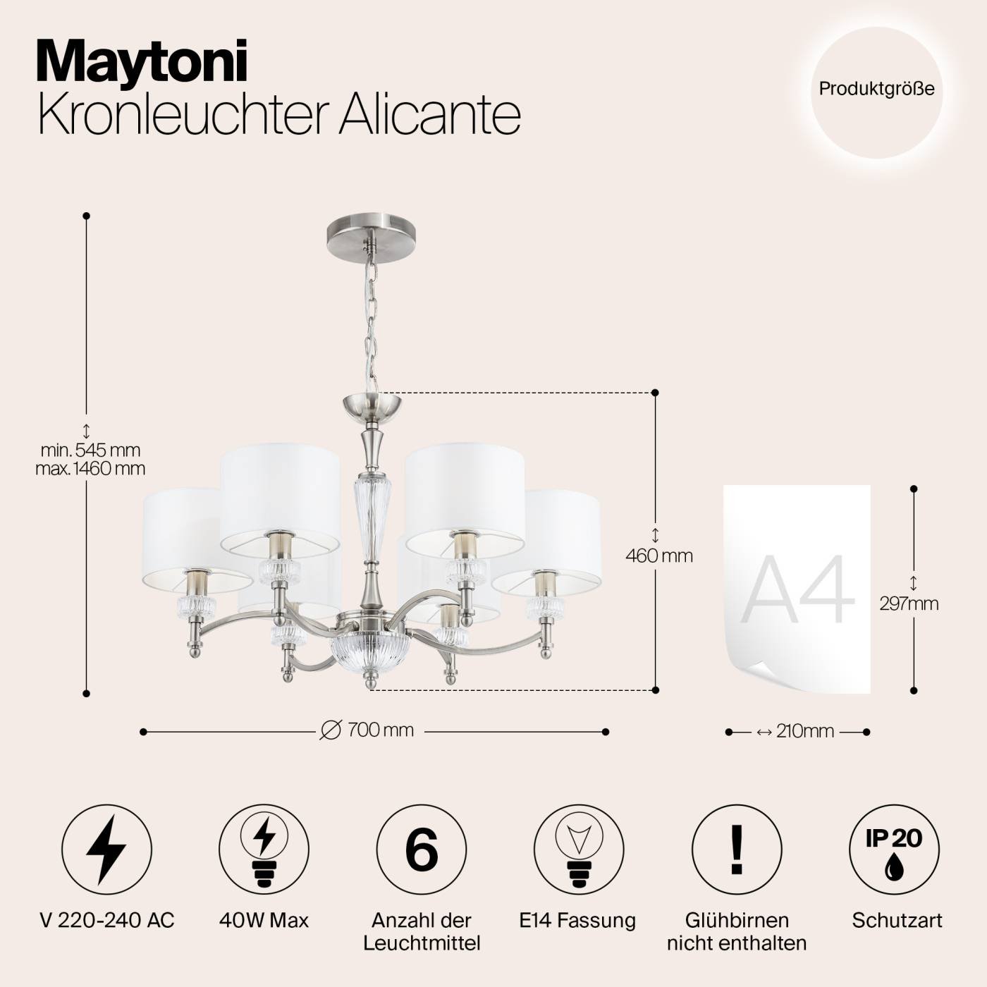 MOD014CL-06N Подвесная люстра Maytoni Alicante MOD014CL-06N