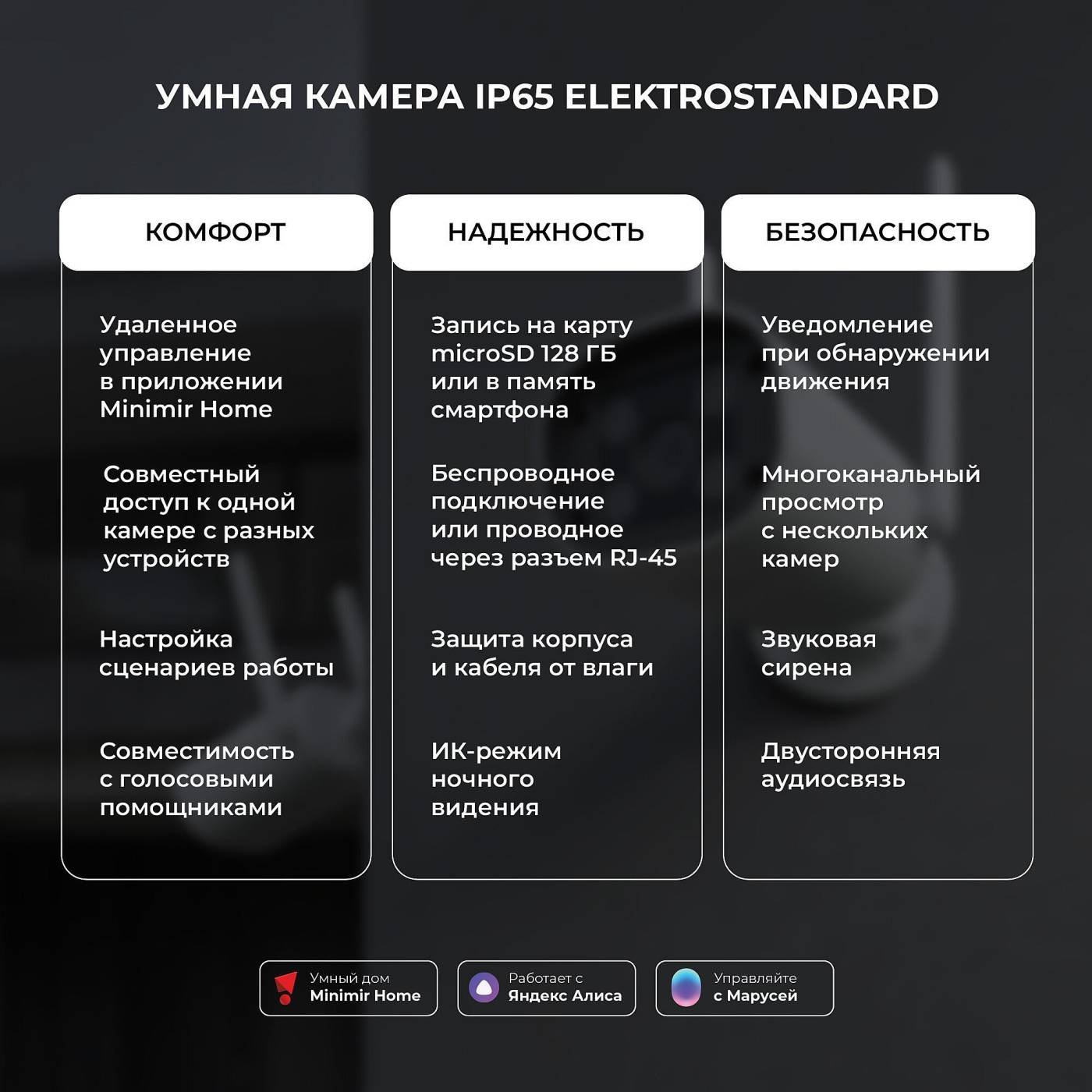 76500/01 Умная видеокамера белая IP65 Умная видеокамера Elektrostandard WF 76500/01 Умная видеокамера белая IP65