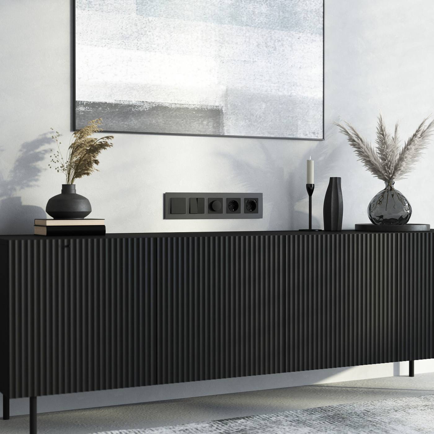 Рамка Werkel Senso черный soft-touch W0053108/ Рамка на 5 постов Senso (черный, стекло soft-touch)