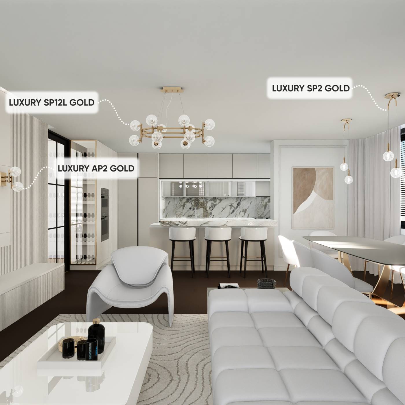 LUXURY SP12L GOLD Подвесная люстра Crystal Lux Luxury LUXURY SP12L GOLD