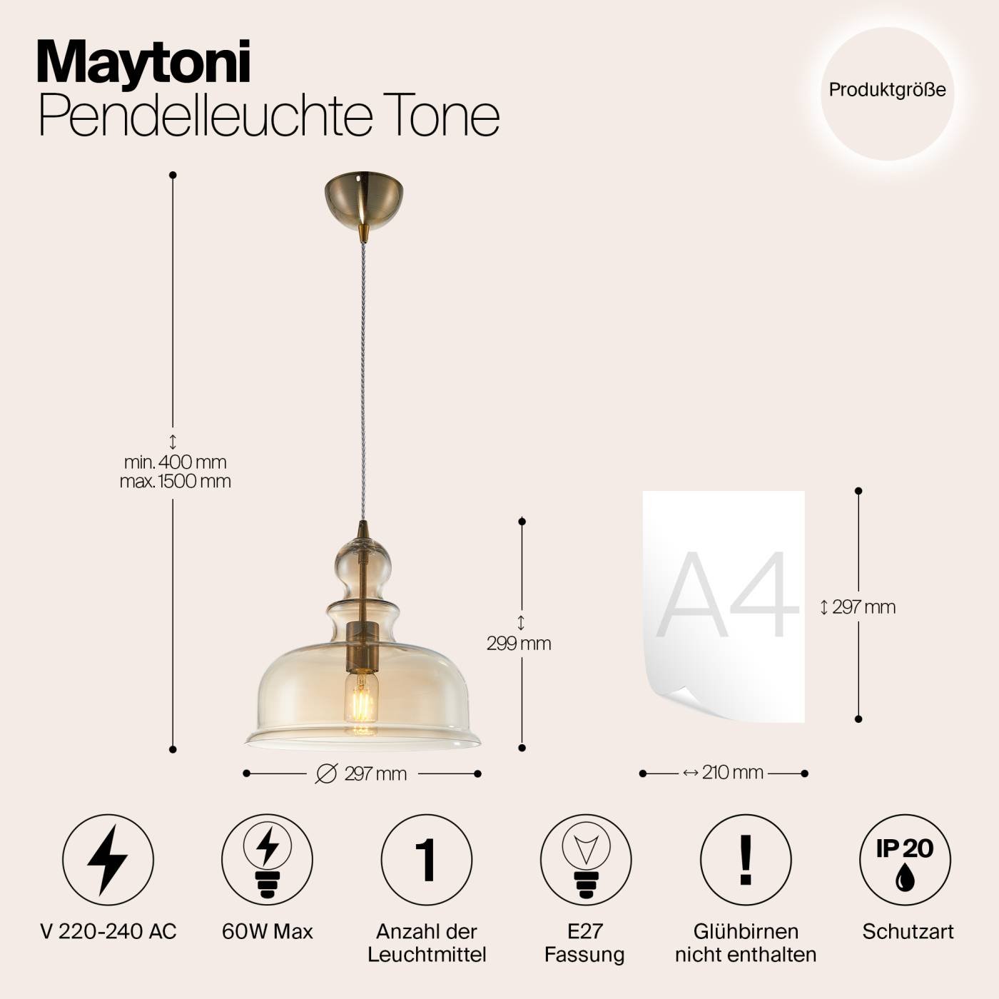 P001PL-01BZ Светильник подвесной Maytoni Tone P001PL-01BZ