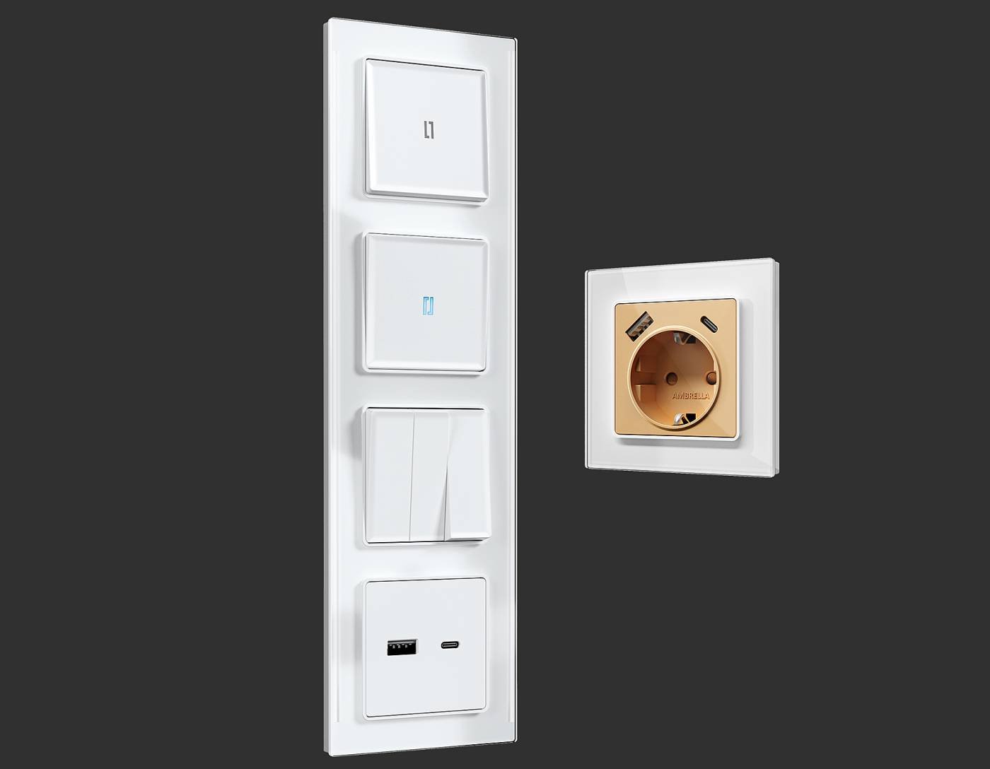 Рамка Ambrella Volt Platos Стекло натуральное AF380102