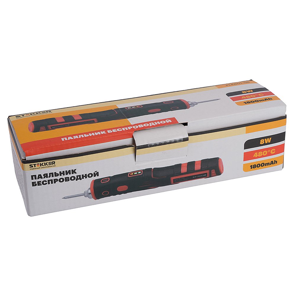 Паяльник беспроводной 8W, нихромовый нагреватель, 1800 mAh Stekker PLE801-08 50098