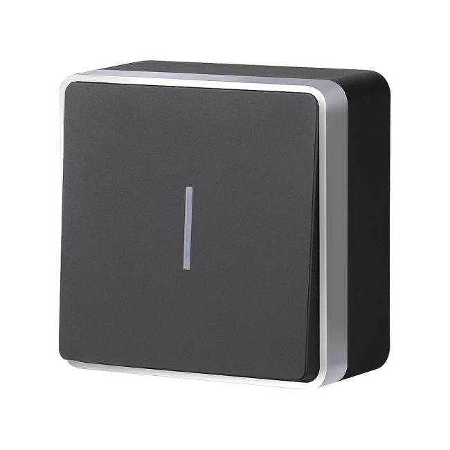 Выключатель Werkel W5010134/ Выключатель одноклавишный с подсветкой Gallant (черный с серебром)