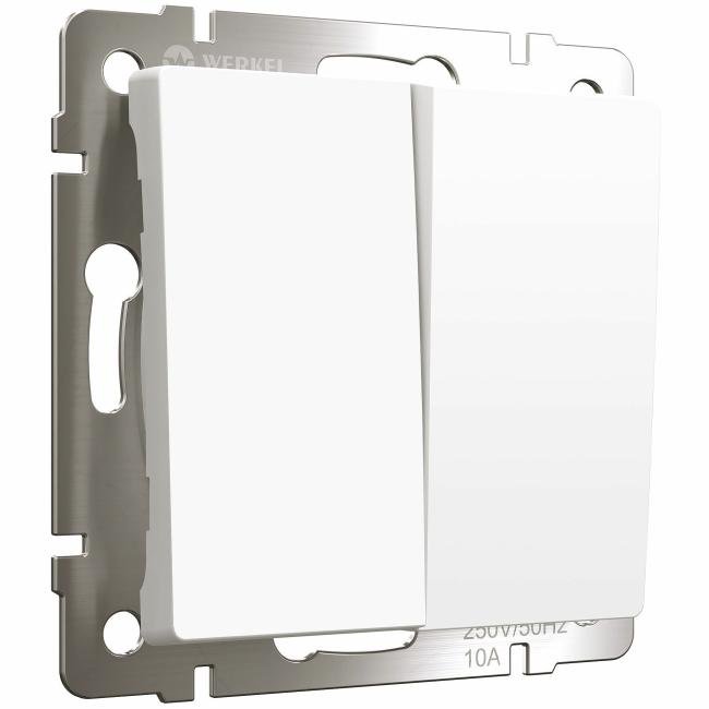 W1122061/ Выключатель двухклавишный проходной (белый матовый) Выключатель Werkel W1122061/ Выключатель двухклавишный проходной (белый матовый)