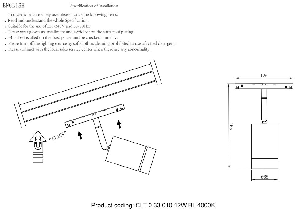 Трековый светильник Crystal Lux Space CLT 0.33 010 12W BL 4000K