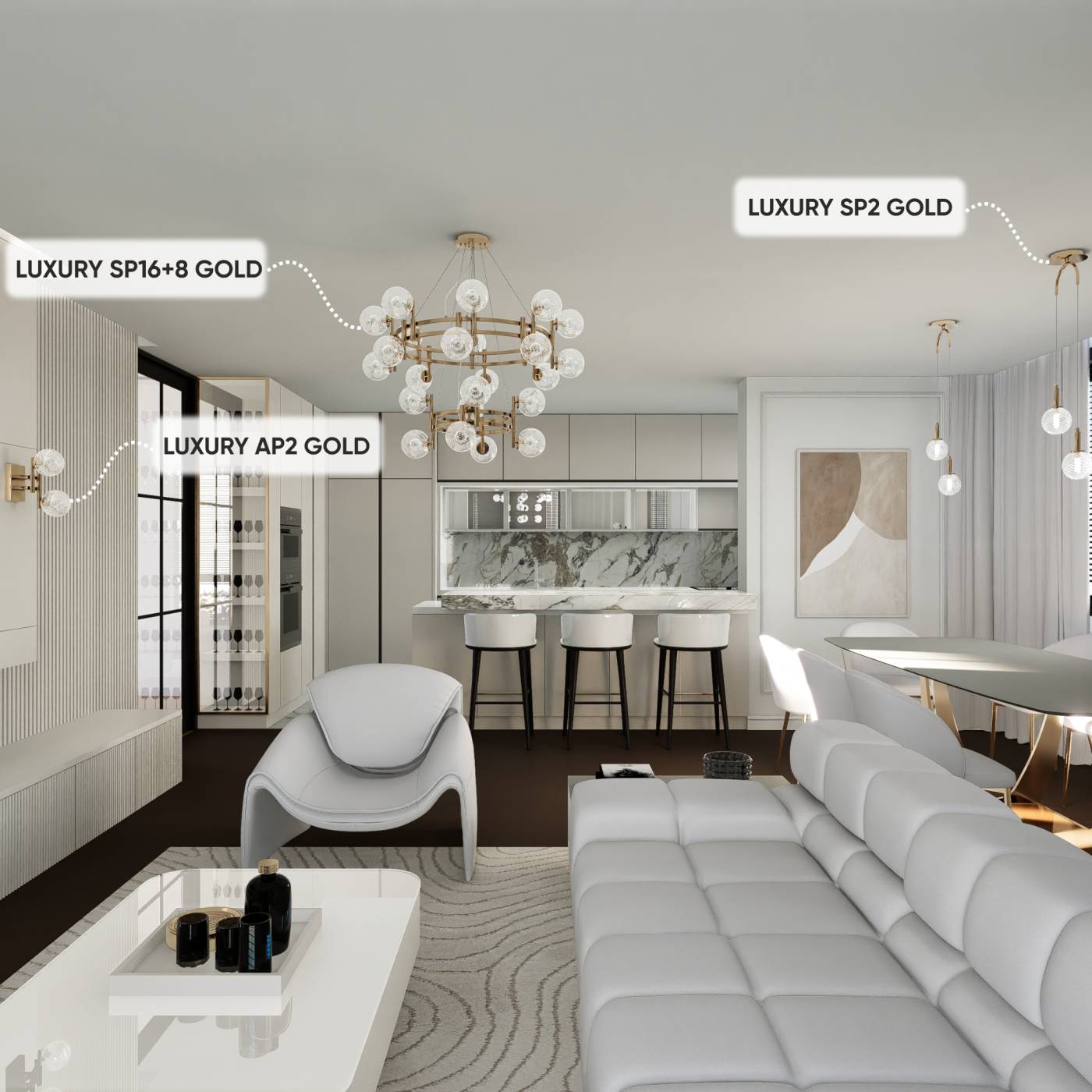 LUXURY SP16+8 GOLD Подвесная люстра Crystal Lux Luxury LUXURY SP16+8 GOLD