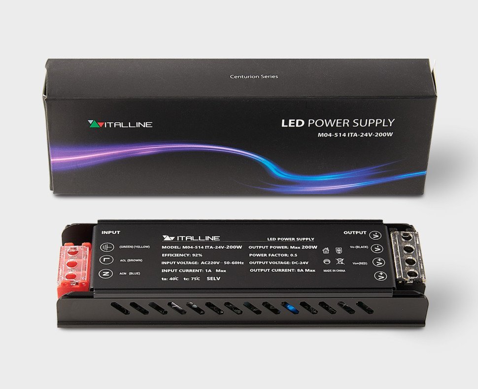 M04-514 ITA-24V-200W Блок питания к светодиодным лентам M04-509/510/511/512 Italline M04-514 ITA-24V-200W