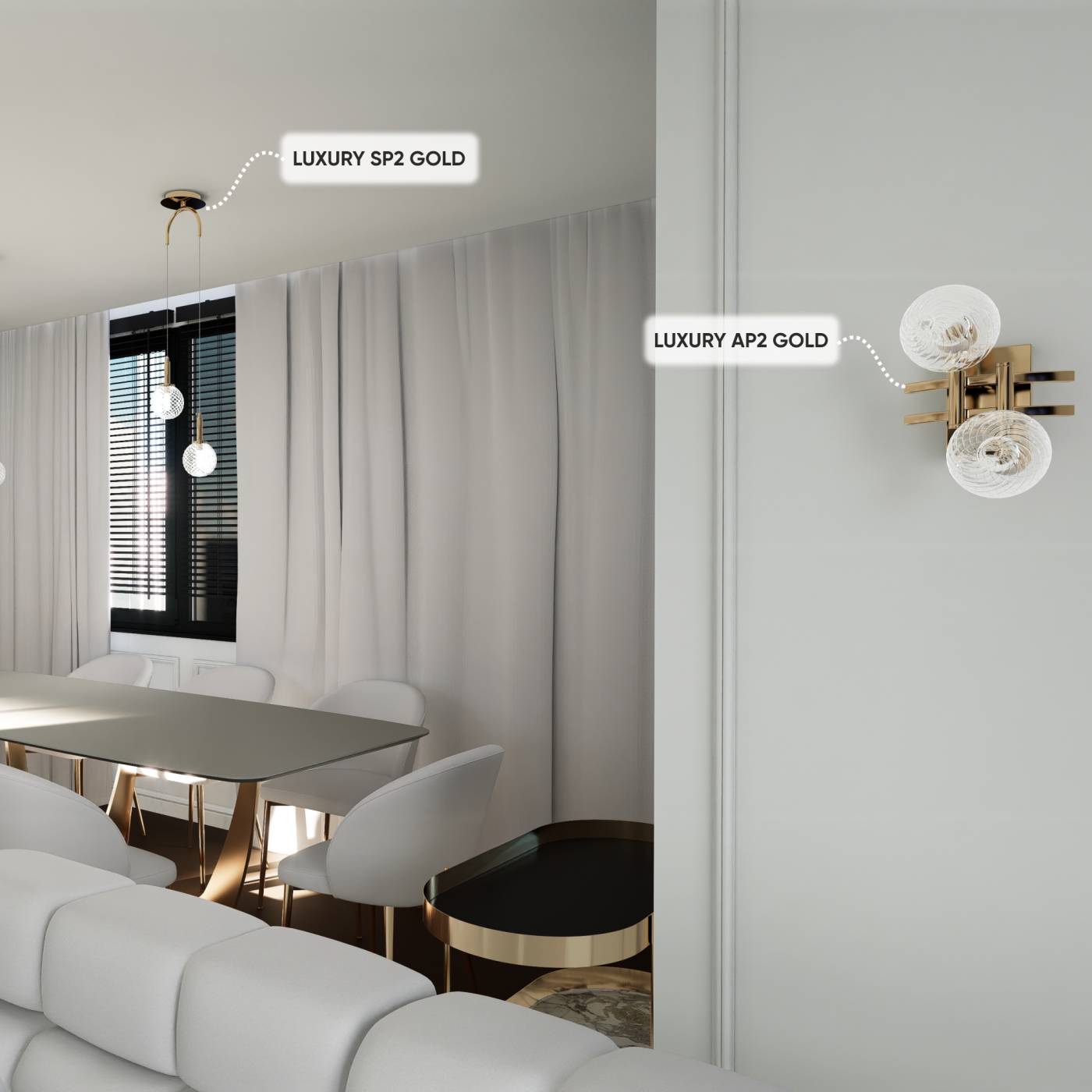 LUXURY SP2 GOLD Светильник подвесной Crystal Lux Luxury LUXURY SP2 GOLD
