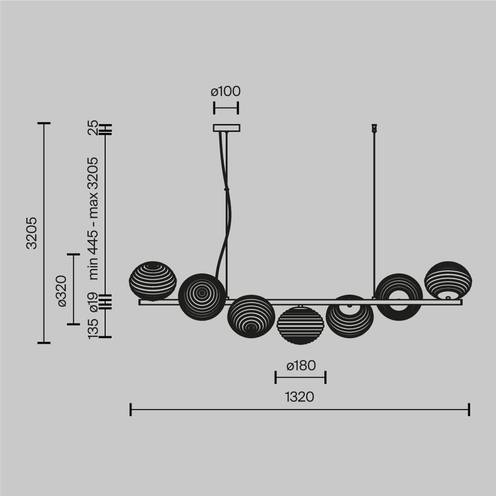 MOD268PL-07B Подвесная люстра Maytoni Reels MOD268PL-07B