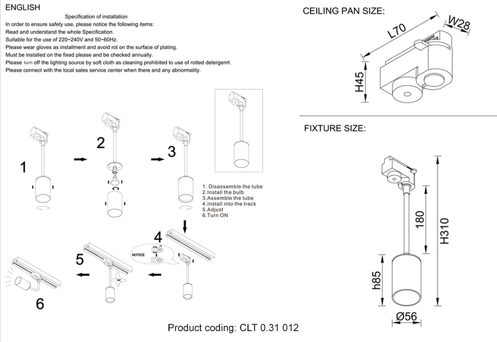 CLT 0.31 012 WH Трековый светильник Crystal Lux Clt 0.31 012 CLT 0.31 012 WH