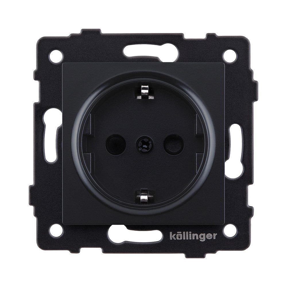 REA-002BM Розетка штепсельная SCHUKO 16A/250 В, черный матовый Kollinger REA-002BM для Aspekt, Eleganz, Reflex