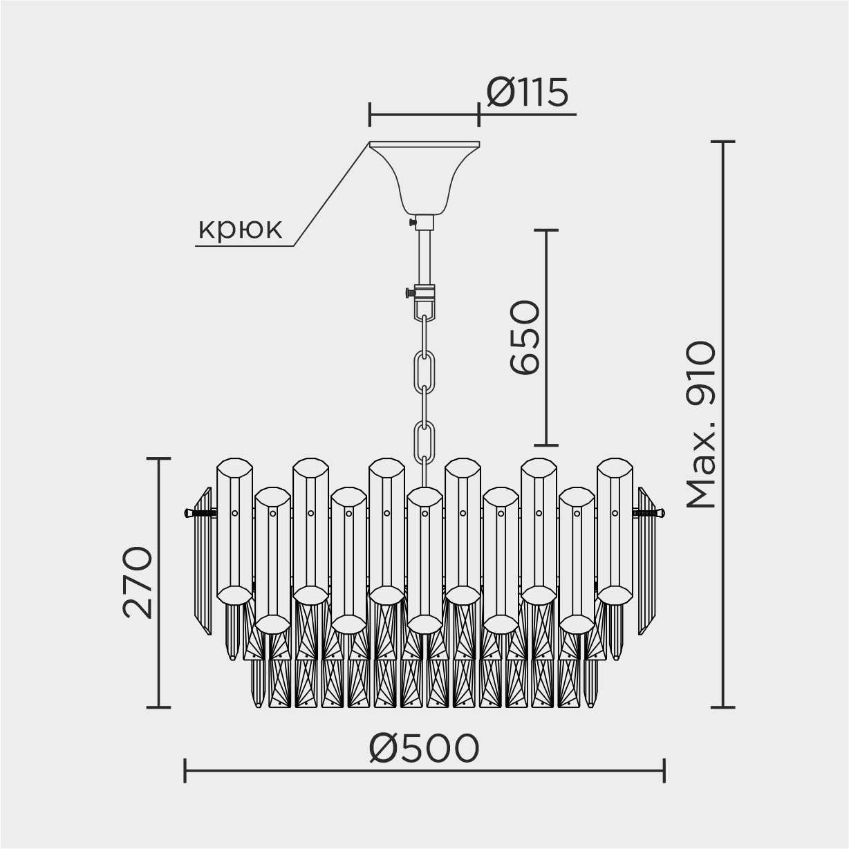 ML.9006.9 GD-SM Подвесная люстра ML Modelux ML.9006.9 GD-SM