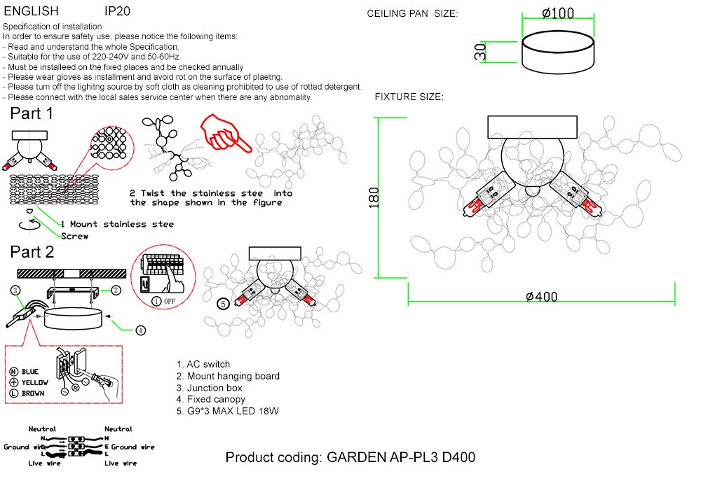 Настенное бра Crystal Lux Garden GARDEN AP-PL3 D400 CHROME