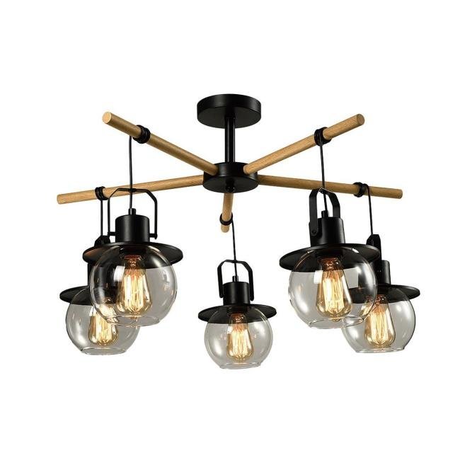 MD.23044-5-S-BK+WOOD Потолочная люстра IMEX Freedom MD.23044-5-S-BK+WOOD