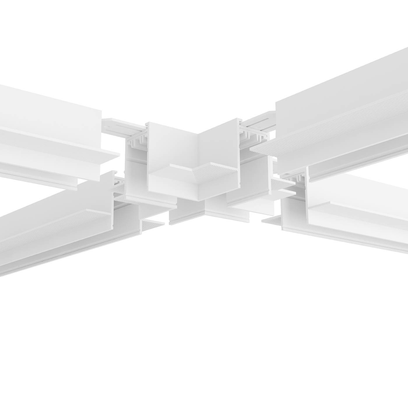 TR2114-WH Коннектор трека для ГКЛ , X-образный Denkirs Smart hide TR2114-WH