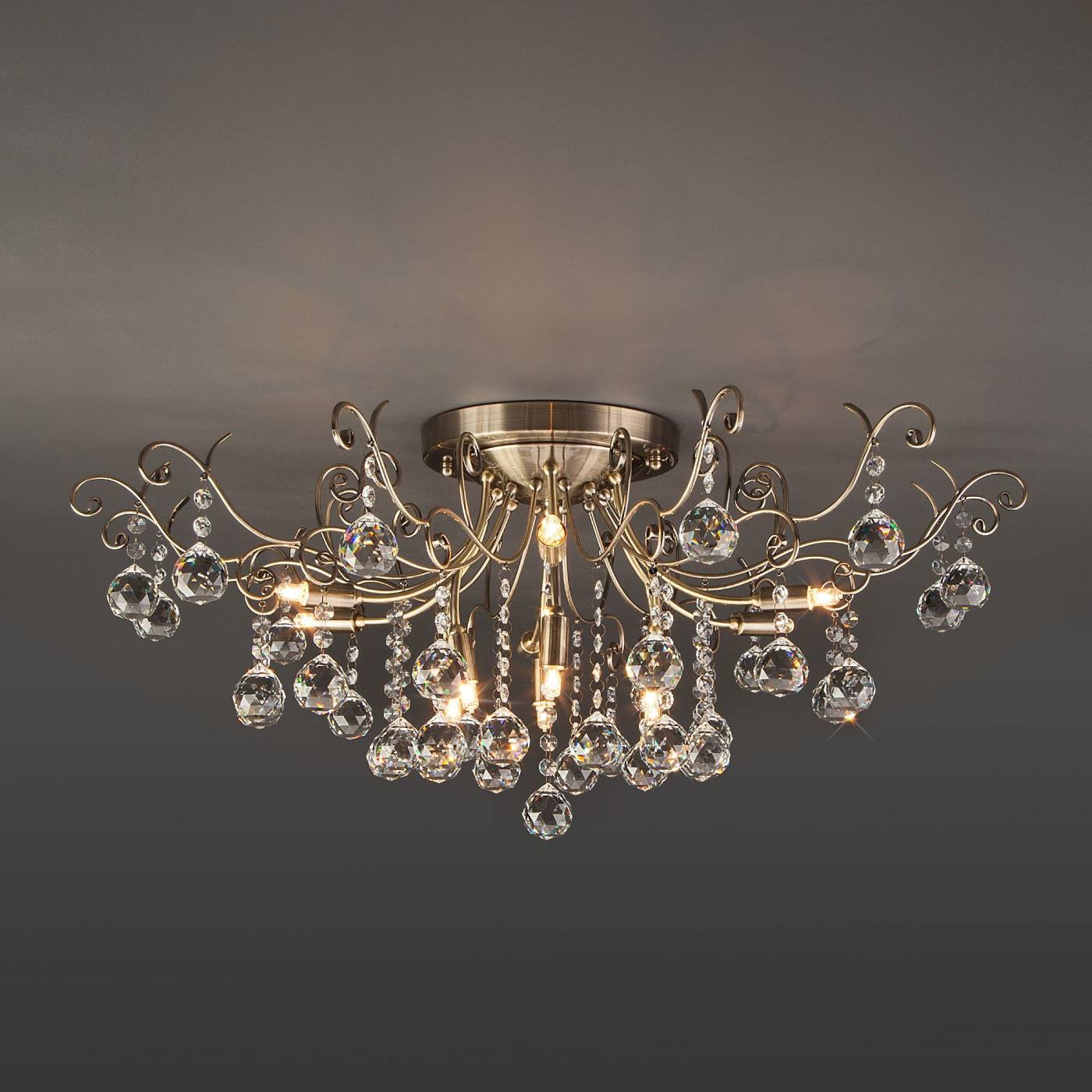 10042/12 античная бронза/прозрачный хрусталь Потолочная хрустальная люстра Eurosvet Vita 10042/12 античная бронза/прозрачный хрусталь