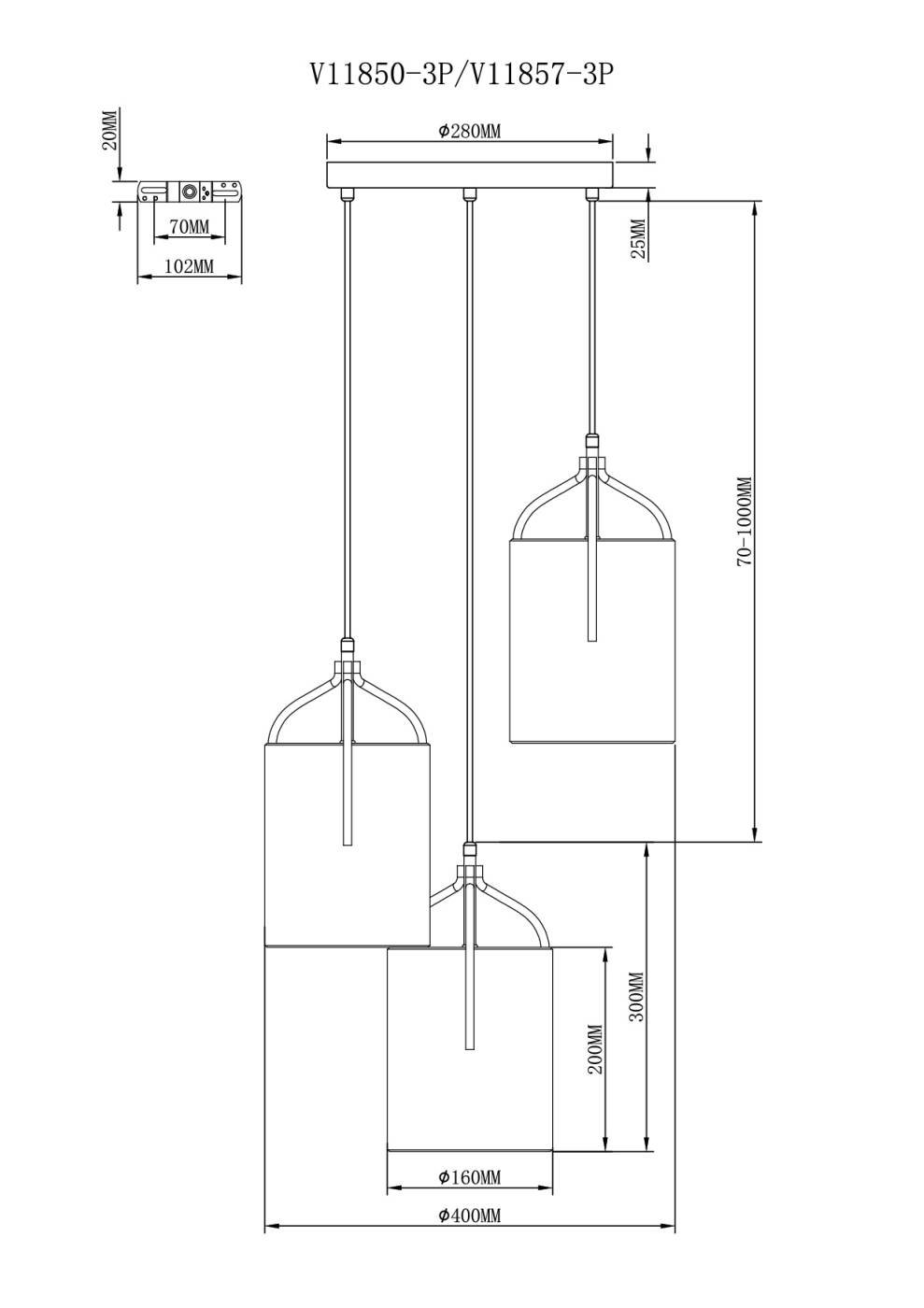 V11857-3P Светильник подвесной Moderli Inari V11857-3P