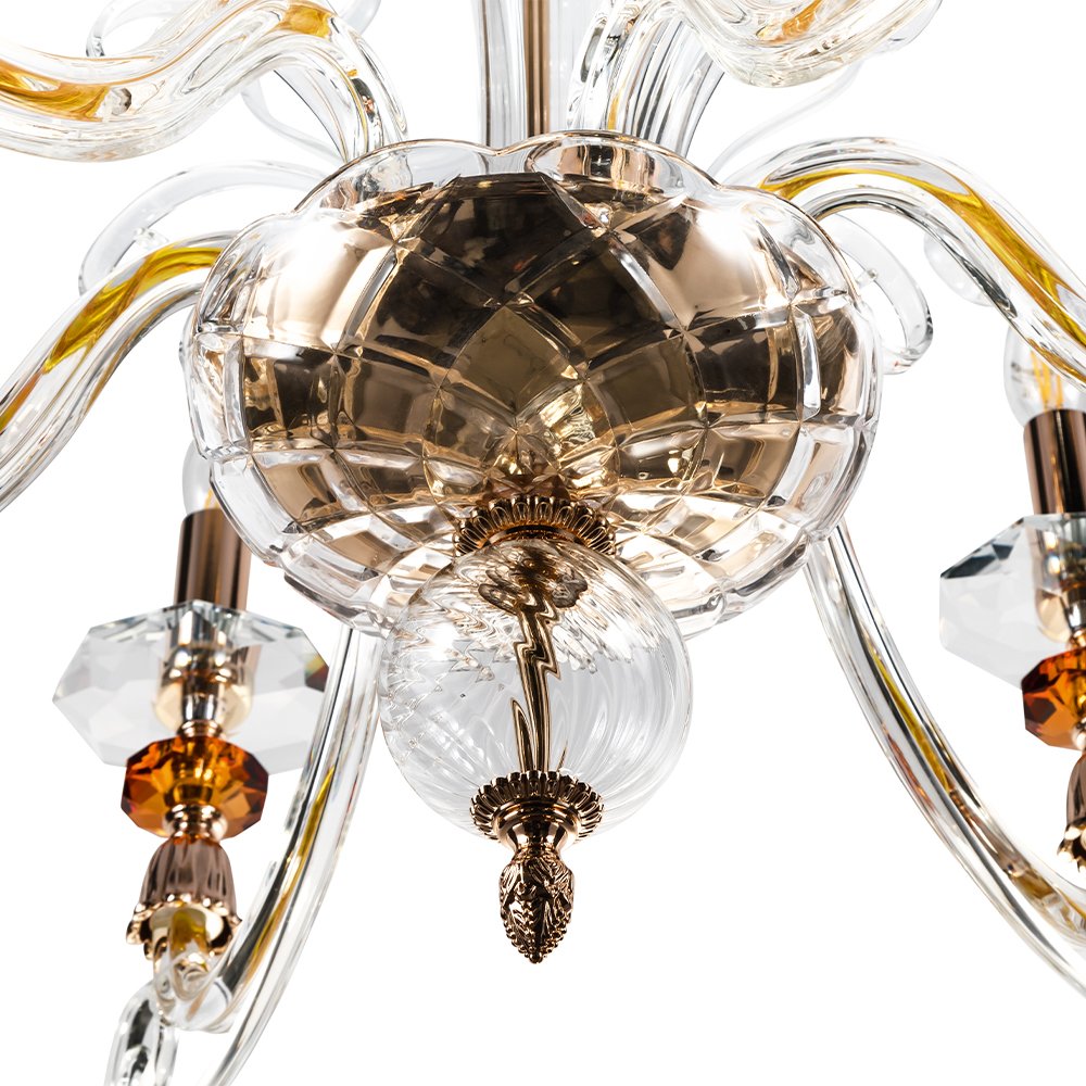 Подвесная люстра Crystal Lux CATARINA CATARINA SP6 V2 GOLD/TRANSPARENT-COGNAC